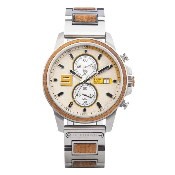Relógio Masculino Bobo Bird Mechron Teak Beige